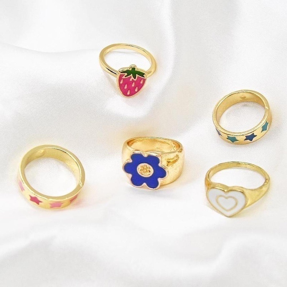 Y2K Gold Ring Set - Picture 2 of 8